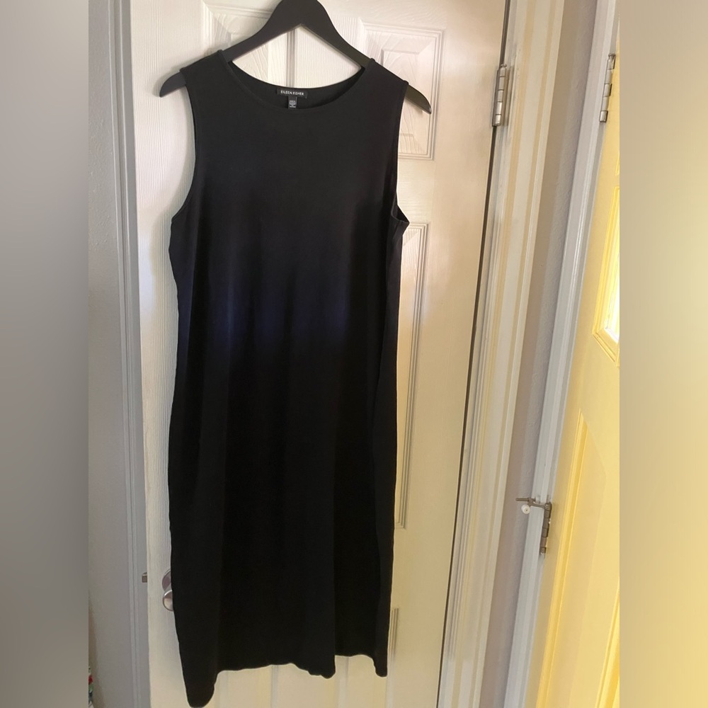 Eileen Fisher Black Sleeveless Midi Dress